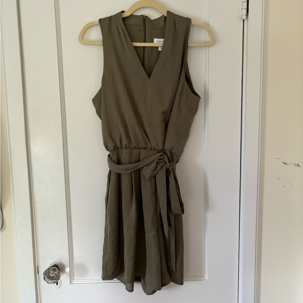 Calvin Klein Olive Green Sleeveless Jumpsuit